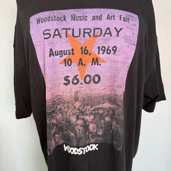 Woodstock Music and Art Fair 1969 T-Shirt, Women's Sz 3XL, Black Short Sleeves - Picture 6 of 9